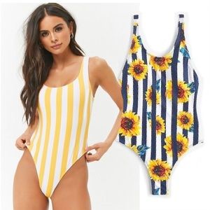 🆕 SUNFLOWER one piece swimsuit, blue/white NWT